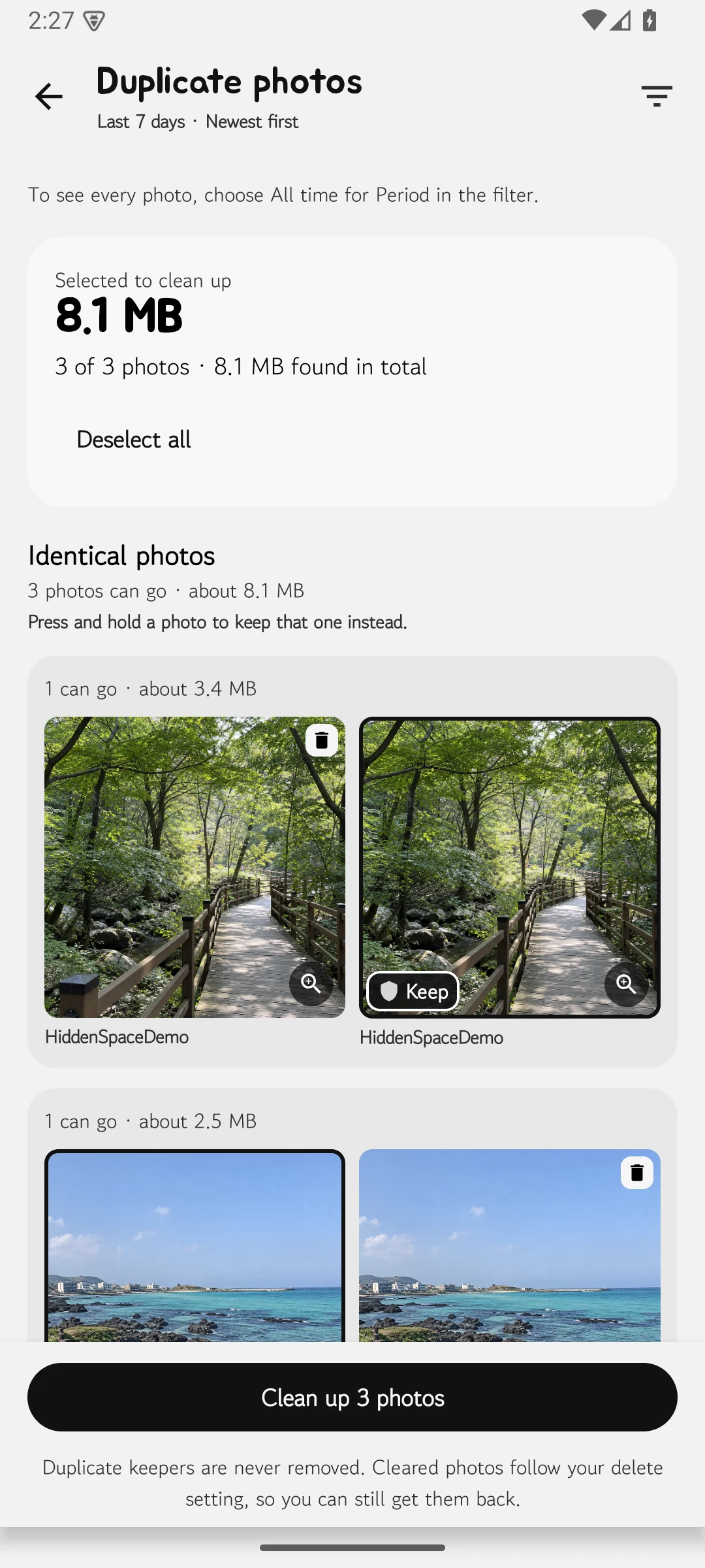 SwiPik 중복 사진 정리 실제 화면